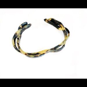 Mid century braided entwined tortoise shell double snake bracelet
